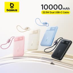 בנק כוח 10000mAh עם כבל USB-C מובנה