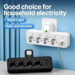 EU Plug Power Strip 4 AC Outlets 2 USB 1 Type-C Ports Two specifications Indepen