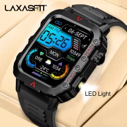 LAXASFIT New Men's Smart Watch LED Flashlight Outdoor Sports Smart Watch Wristwa